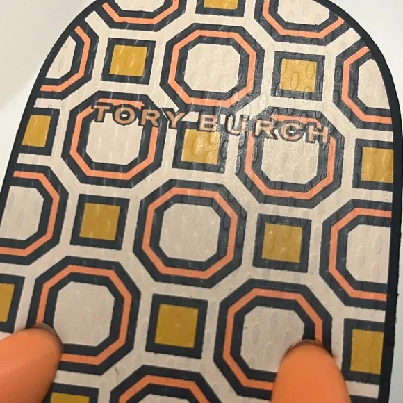 Tory Burch Orange Geometric Platform Flip-Flops – Size 9 - Picture 4 of 4